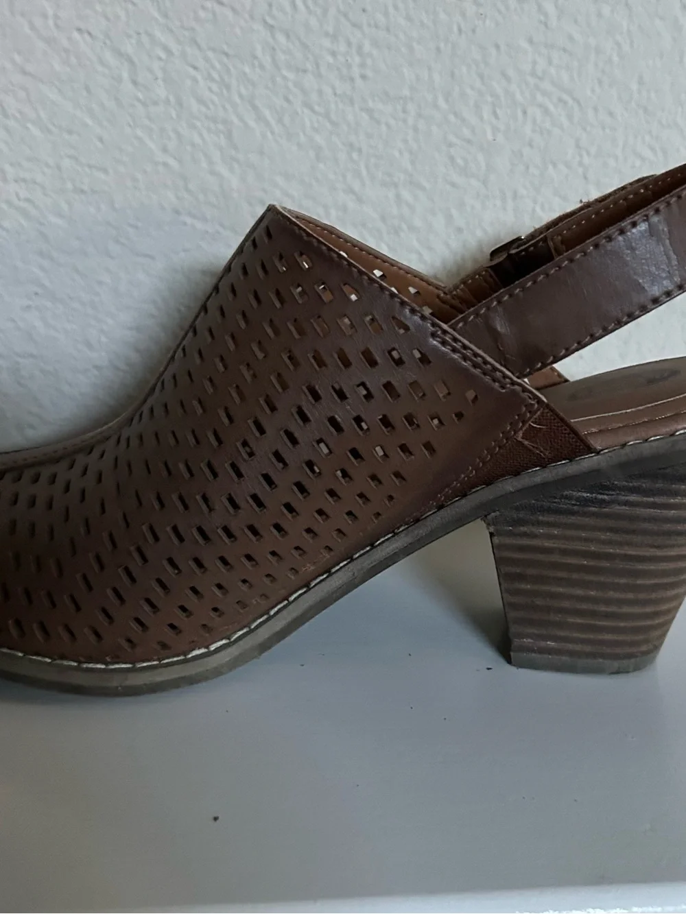 Dr. Scholl’s Brown Perforated Block Heel Sandals - Women's